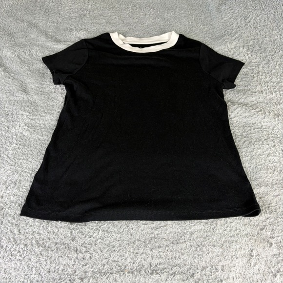 a new day Tops - A New Day Womens Black Ringer Tee Ribbed Short Sleeve Crew Neck Top XX-Large